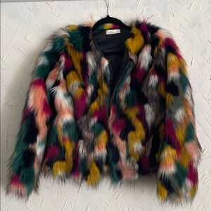 Multicolor Faux Fur Jacket
